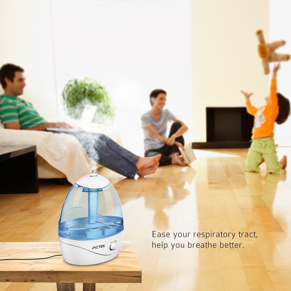 Pictek Cool Mist Ultrasonic Humidifier, 2.6Liter Whole House Humidifiers , Germproof Water Tank