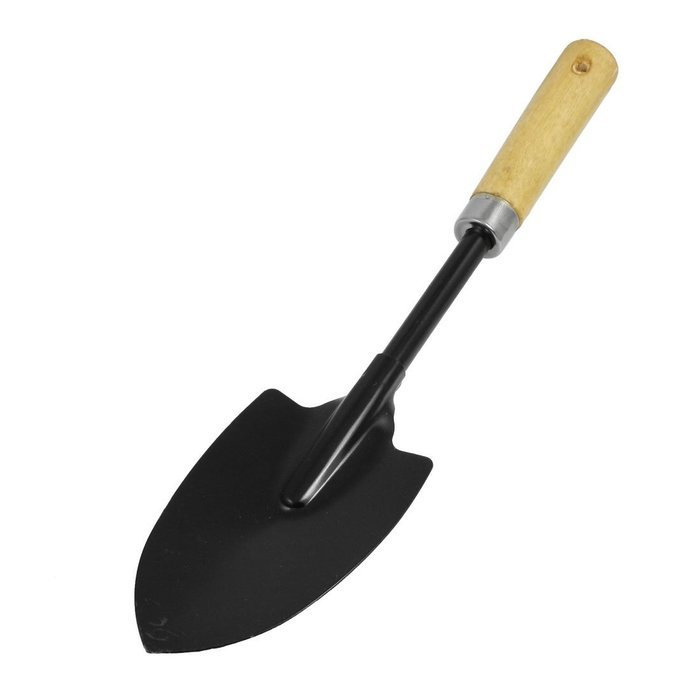 Wood Handle Metal Shovel Trowel Hand Tool 14.6 Inch Length Black free image download
