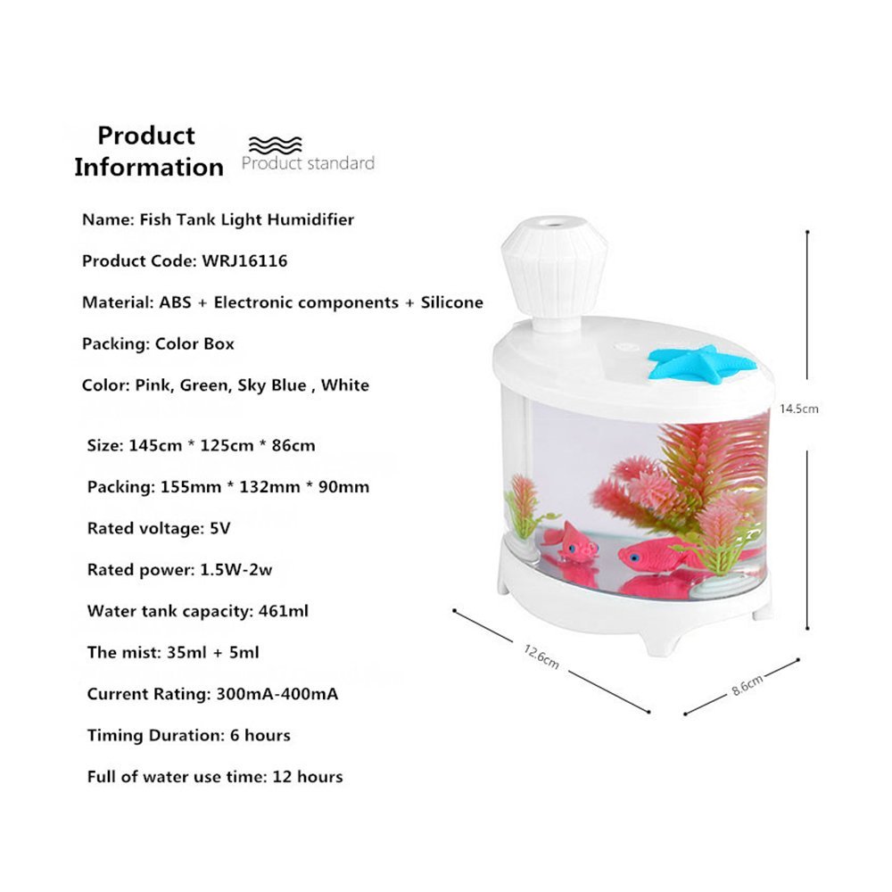 Fish Tank Light Humidifier Night Light Ultrasonic Misting Maker