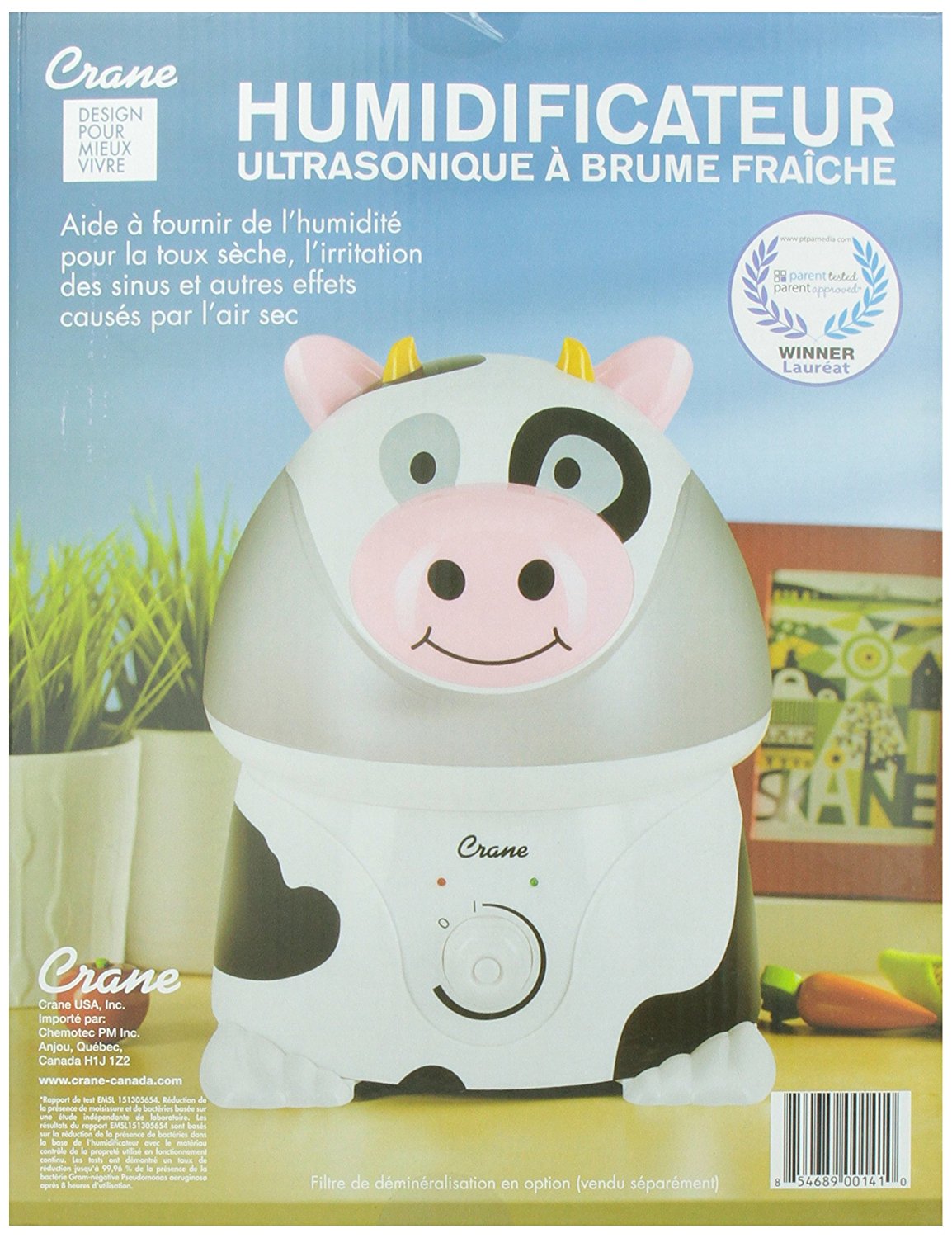 Crane Adorable Ultrasonic Cool Mist Humidifier with 2.1 Gallon Output per Day Cow N5 free