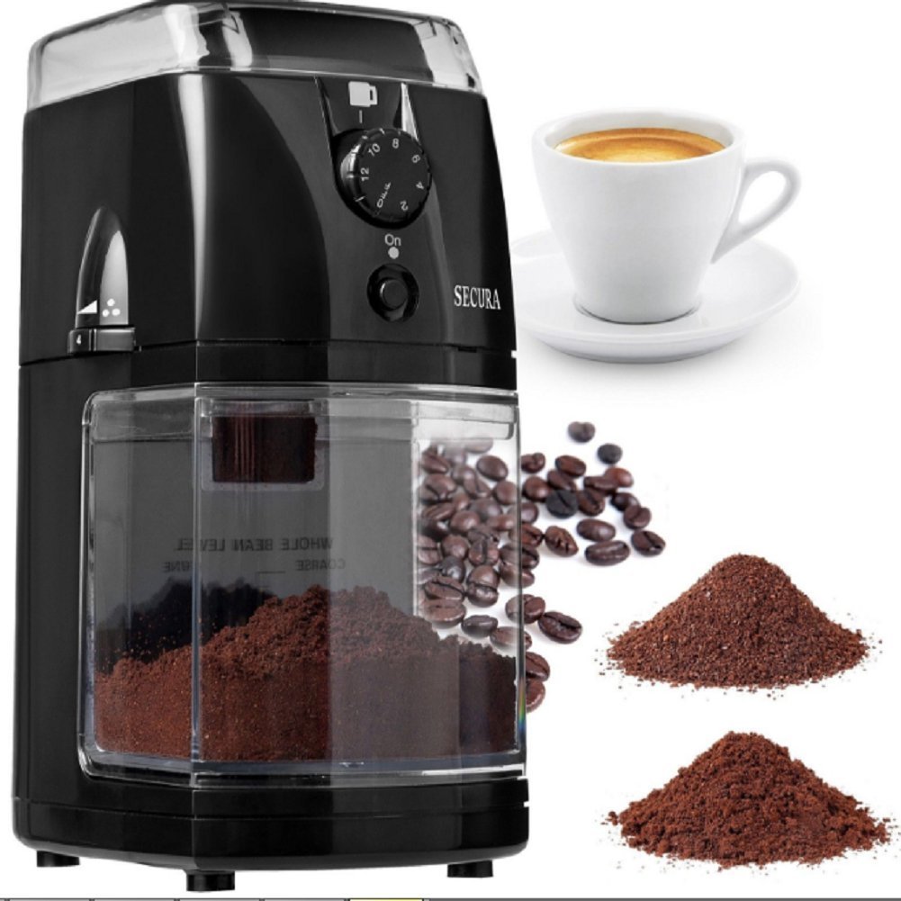 Secura Automatic Electric Burr Coffee Grinder Mill Black, New!!! N2