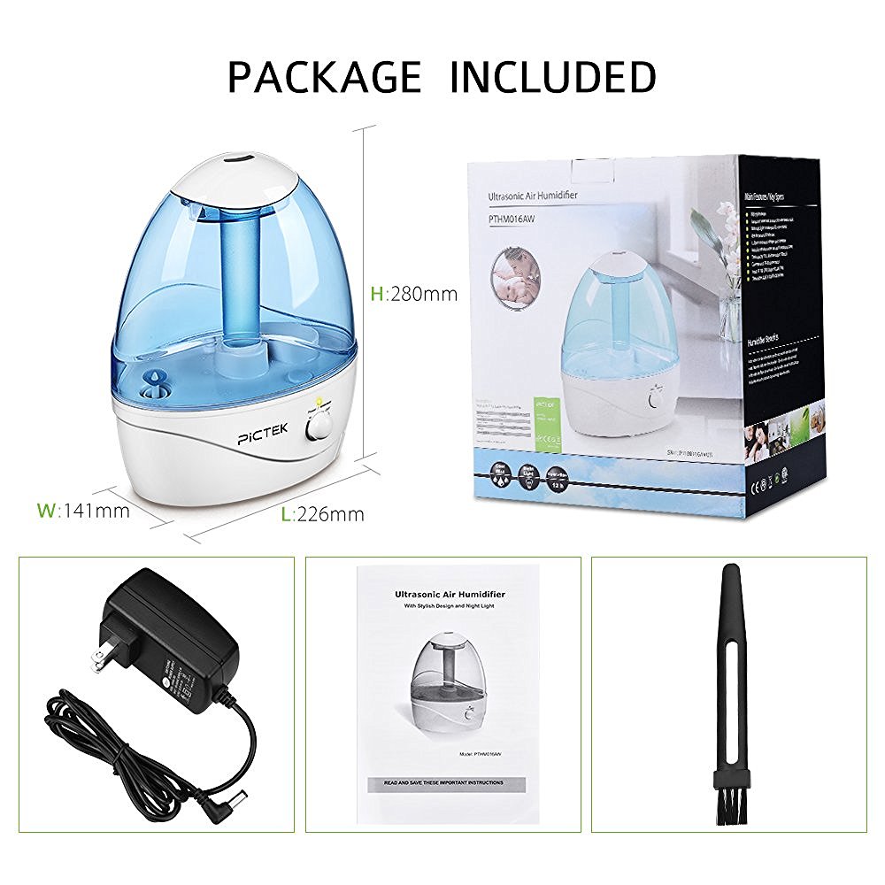 Pictek Cool Mist Ultrasonic Humidifier, 2.6Liter Whole House