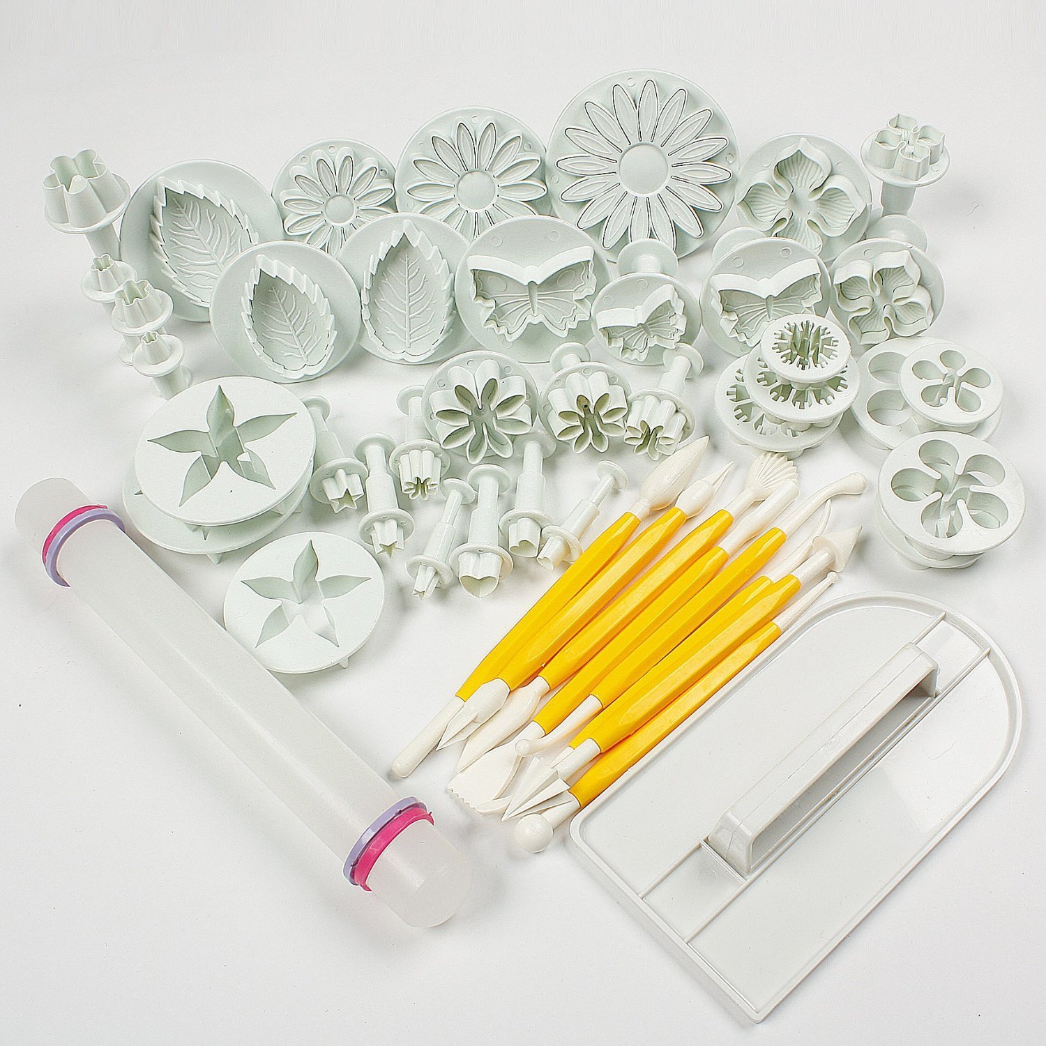 Leegoal Cake Tools 14 sets (46pcs) Flower Fondant Cake Sugarcraft