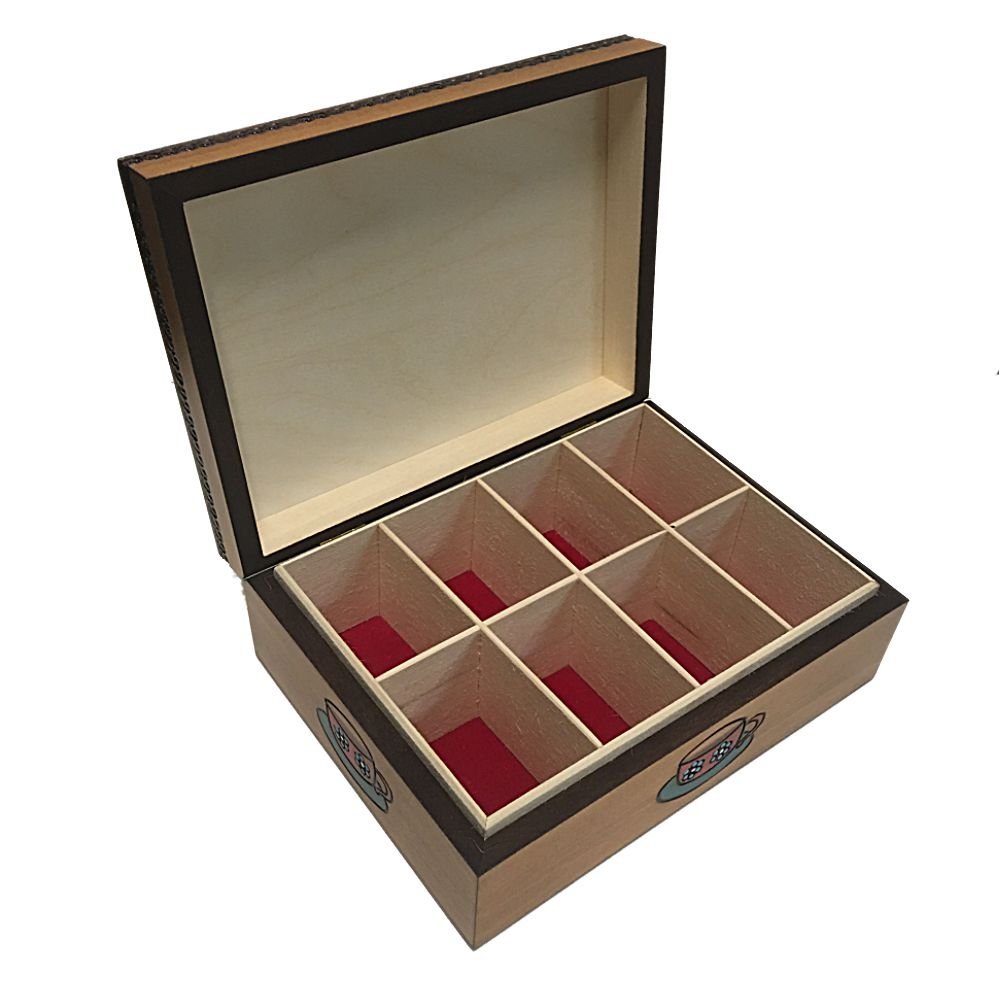Wooden Tea Box With Teapot and Tea Cups Design Hand Painted free image