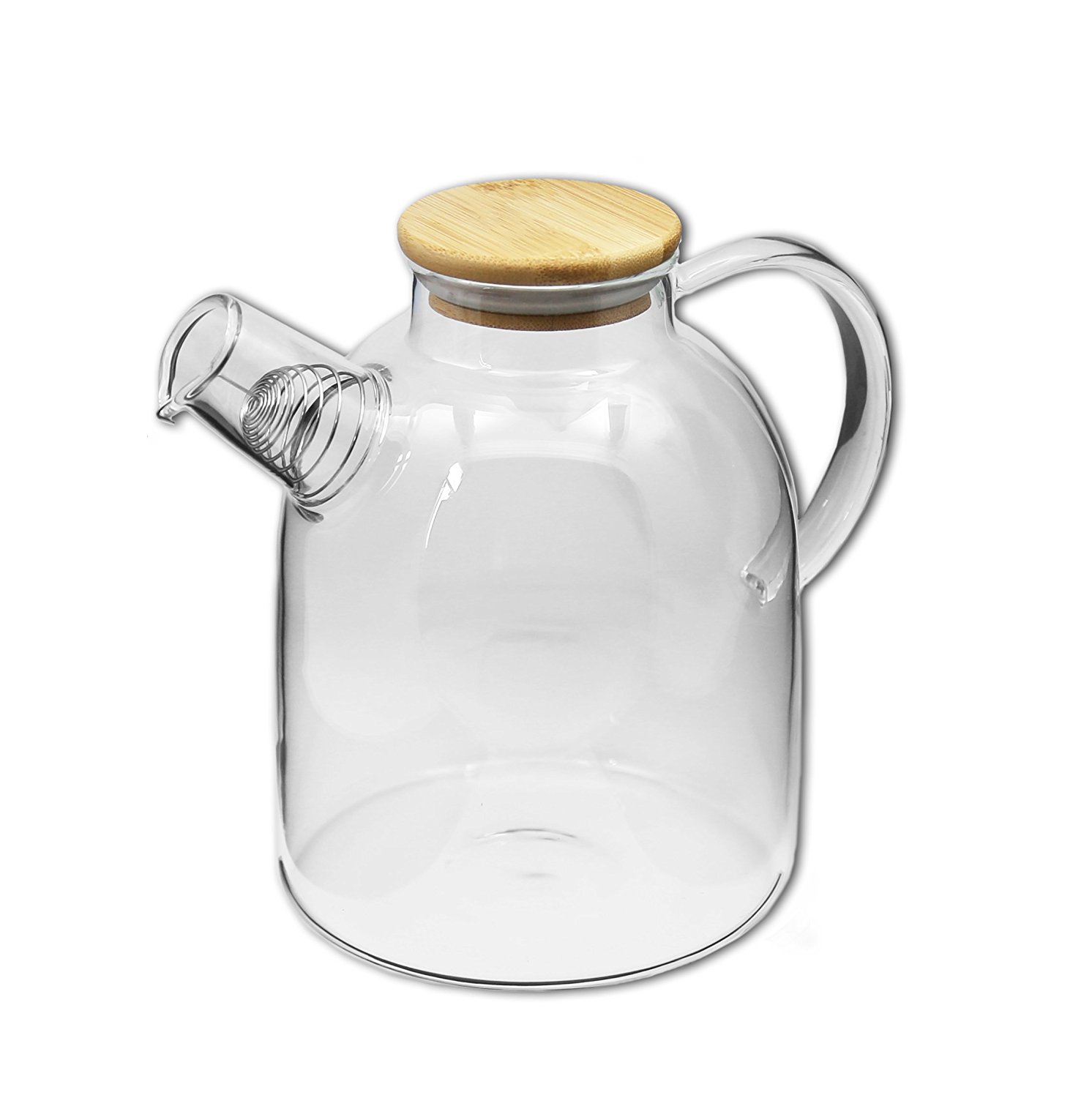 Hiware 60 Oz Glass Water Pitcher with Natural Bamboo Wood Lid, Large