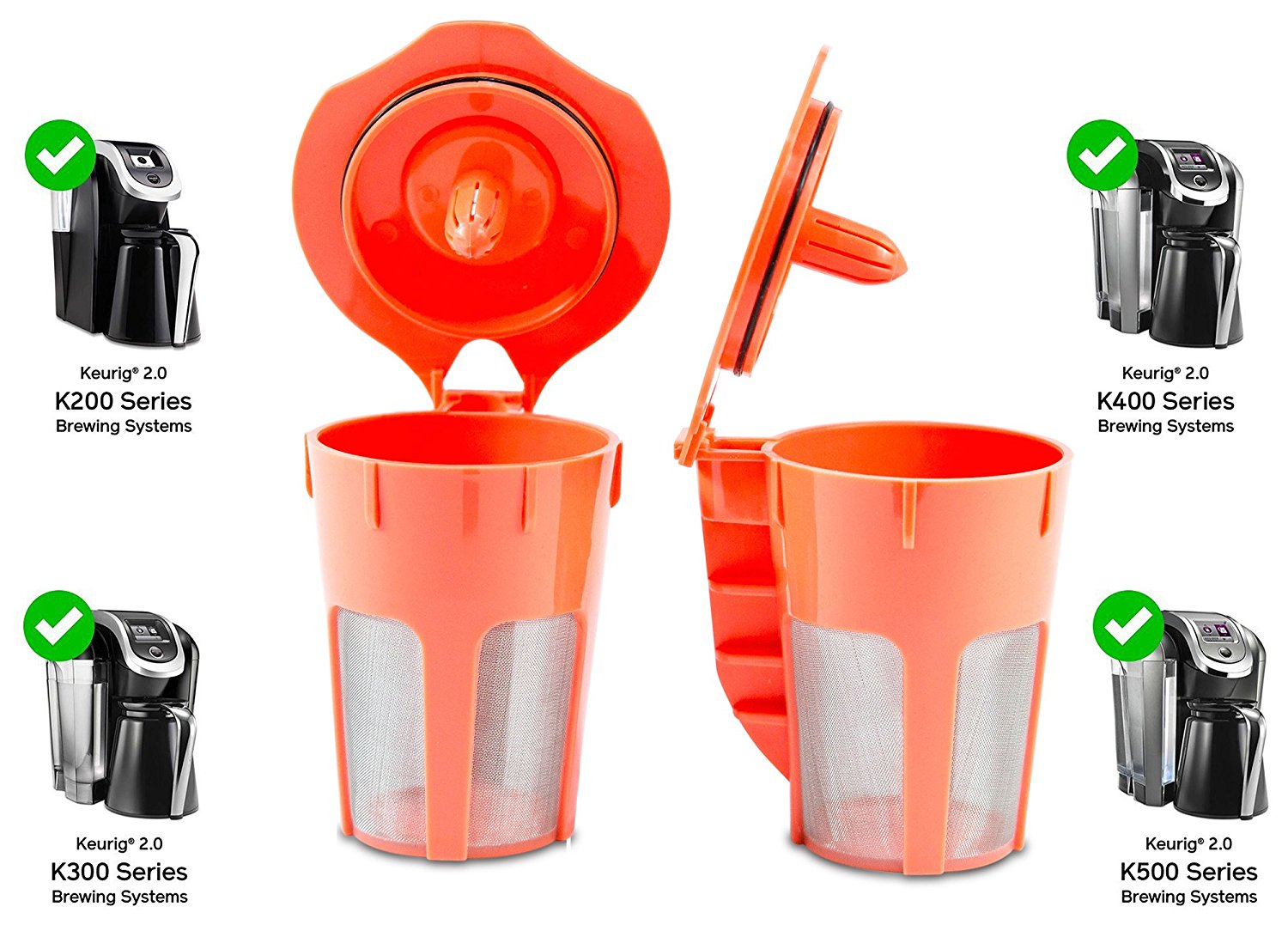 (2 pack) Reusable Brilliant Carafe K Cups for Keurig 2.0 Compatible