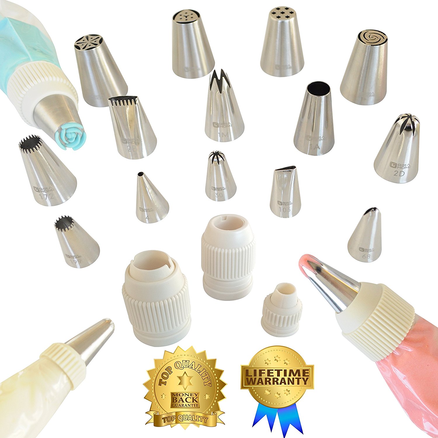 Premium Cake Decorating Tips Kit Frosting Bags and Tips, 14 Seamless