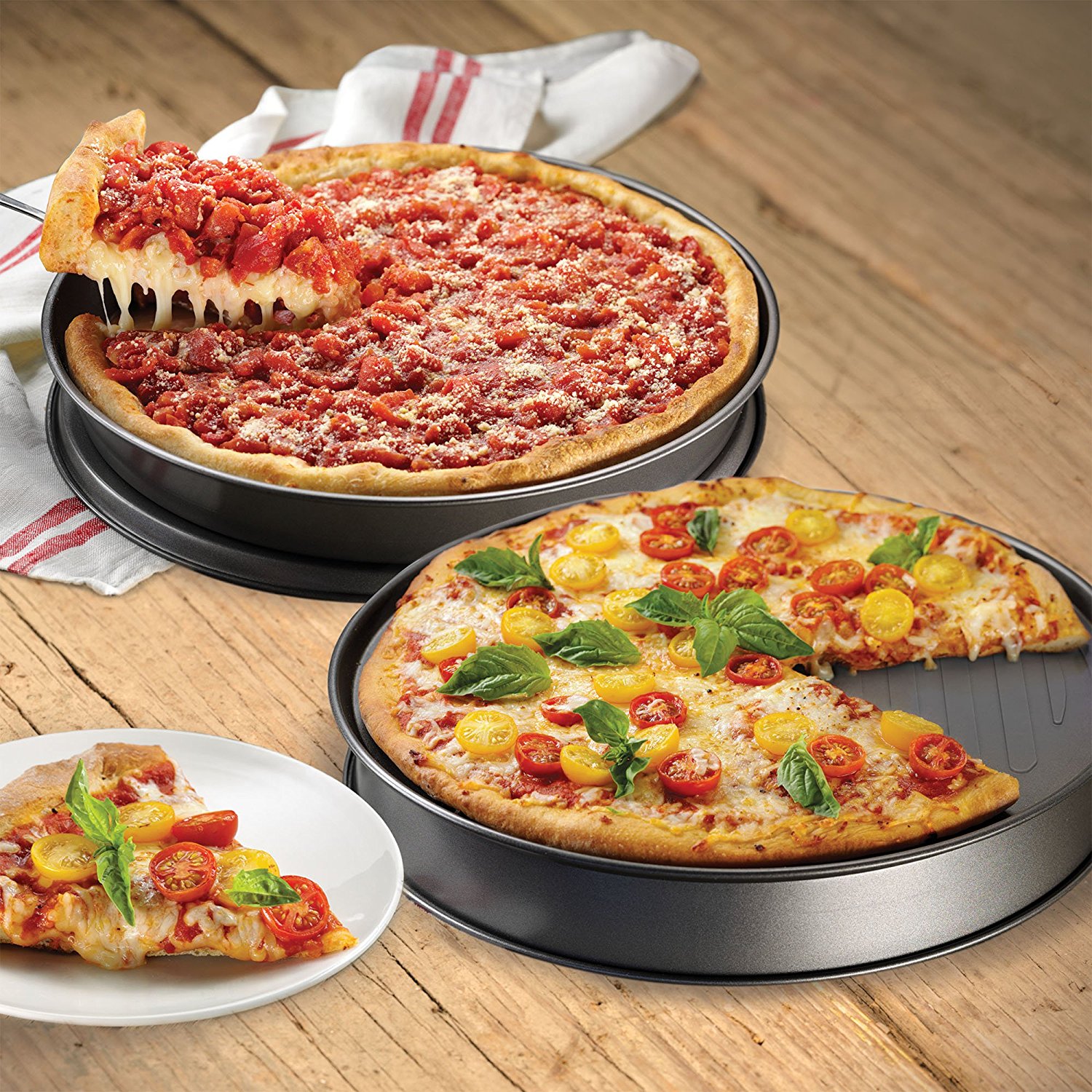 Good Cook Nonstick DoubleSided Deep Dish Pizza Pan, 14", Gray free