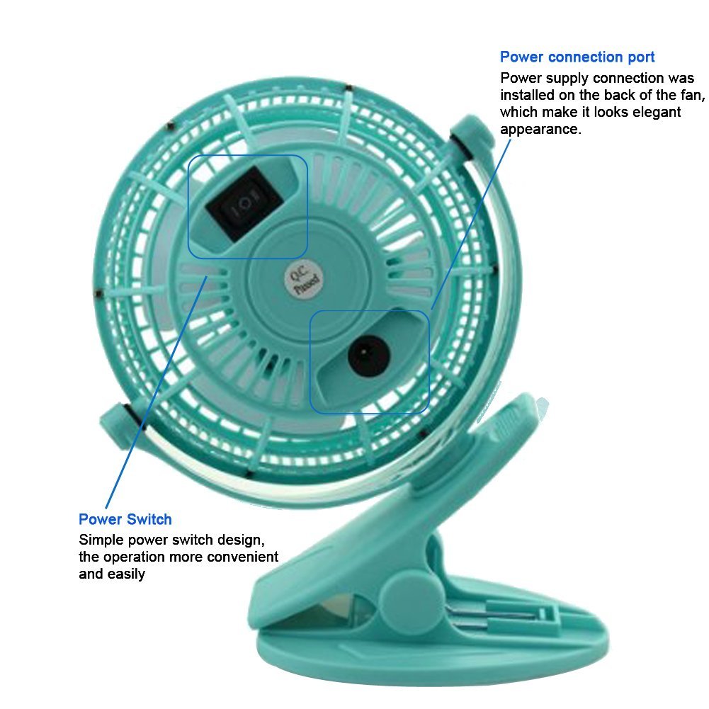 Bomwill 5inch Clipon Fan USB 360 Degree Tilt Adjustable Electric