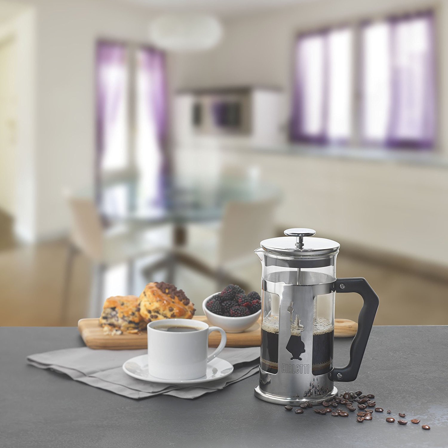 Bialetti Preziosa 8 Cup French Press Coffee Maker, Stainless Steel