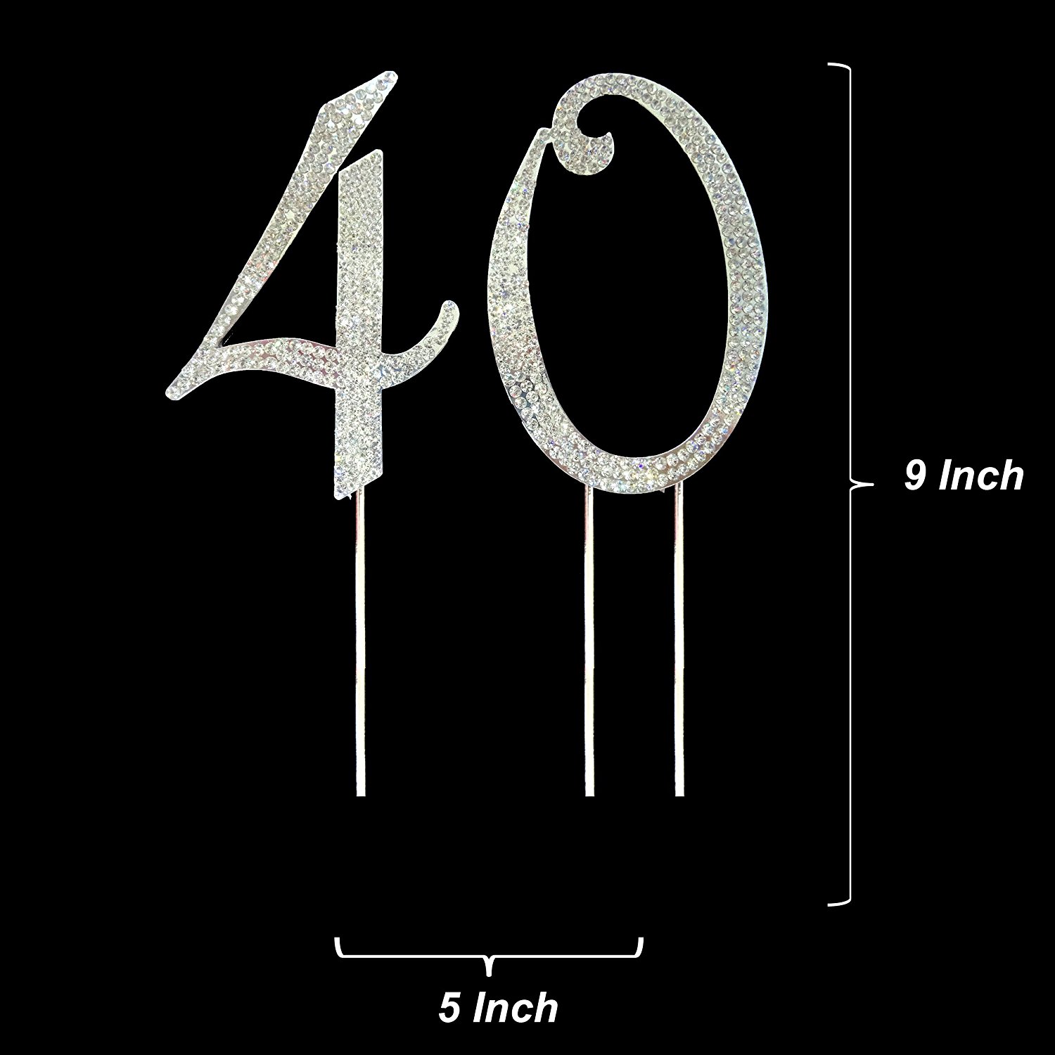 Number 2 Rhinestone Crystal Cake Topper Silver, Numbers, Letters for