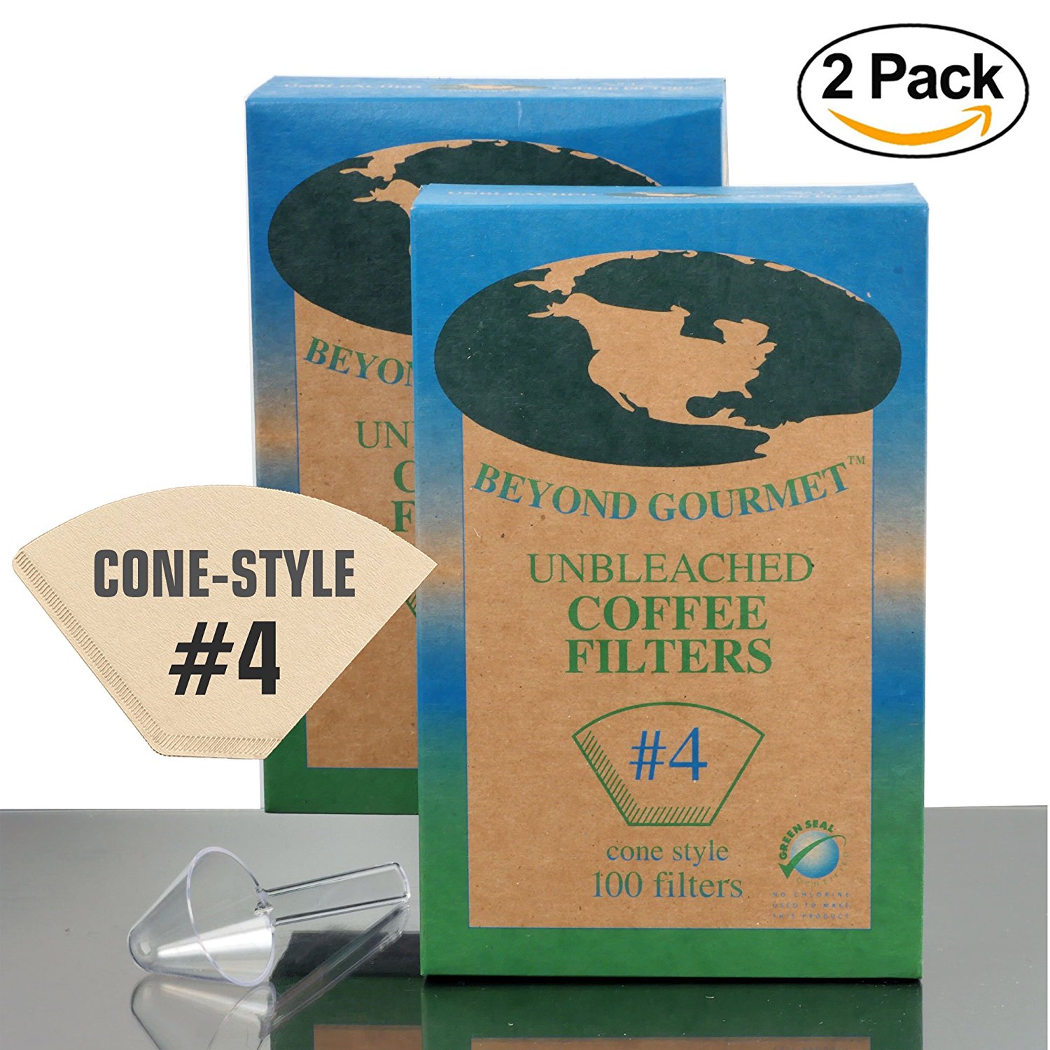 4 Cone Paper Coffee Filters Brown, Unbleached, Chlorinefree (4