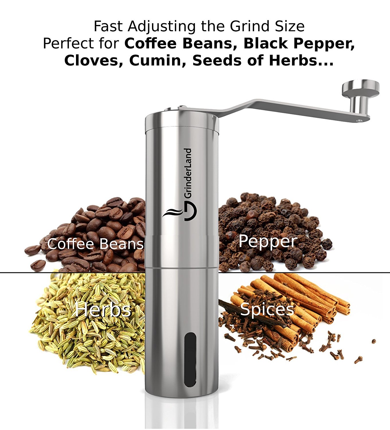 Hand Coffee Grinder with Adjustable Conical Ceramic Burrs Premium