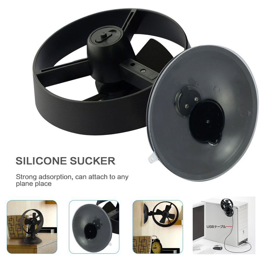 Welltop Flexible USB Desk Mini Fan With Sucker EVA Blades Electric