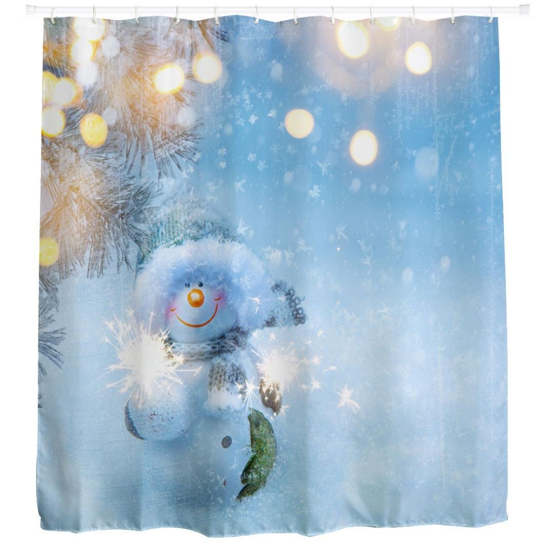 AutumnFall Winter Holiday Snowman Christmas Fabric Shower Curtain