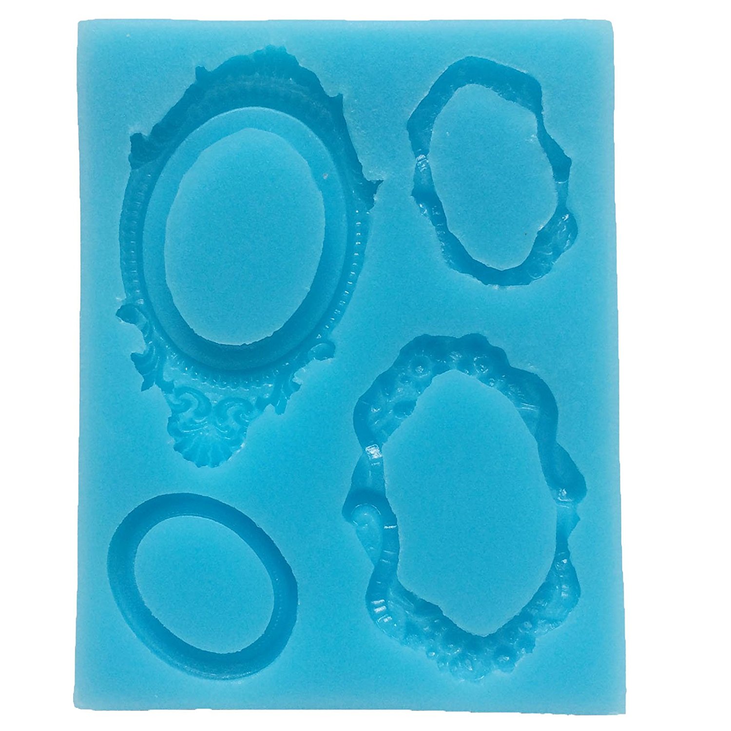 Funshowcase Sugarcraft Vintage Oval Mirror Frames Silicone Mold N2 free