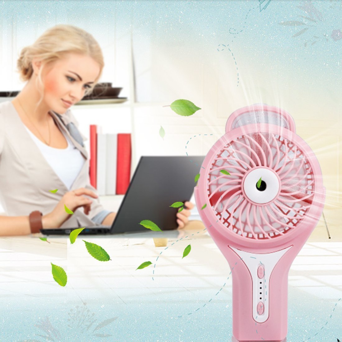 BP Handheld Water Misting Fan Portable Mini Fan Water Spray Desktop Fan