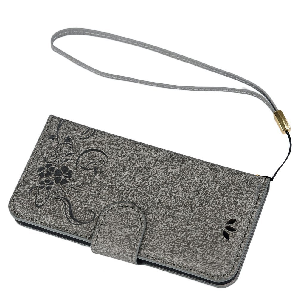 IPhone SE Case,iPhone 5S Case,iPhone 5 Case Flip Wallet Case Stand Vintage Embossed Flowers PU