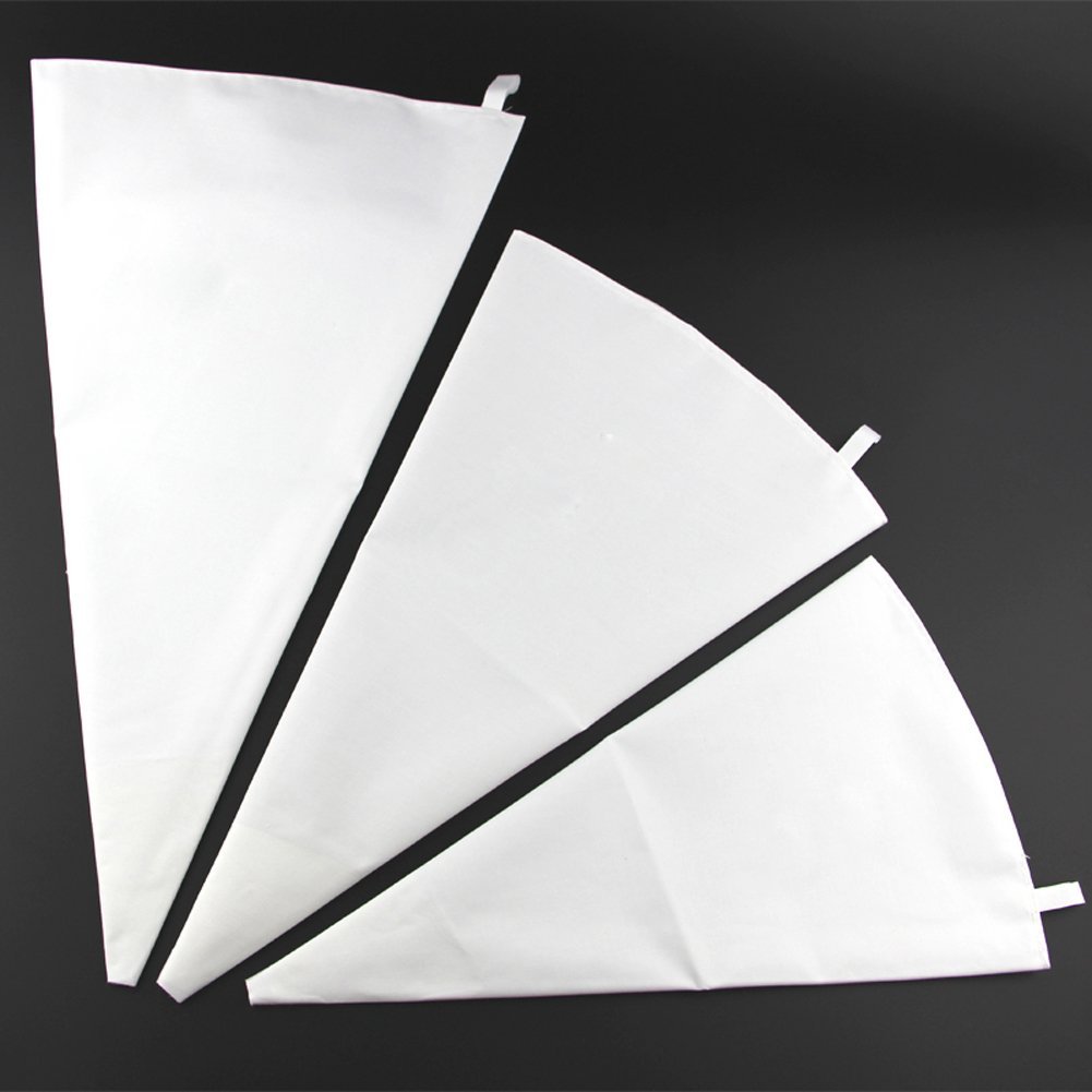 Jennice House 3 Pack of White Cotton Canvas Cake Decorating Pastry Bags
