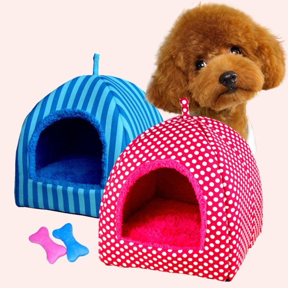 KAKA(TM) Pets Cute Warm Bed Dogs Sleeping House Pink Color Rose Dots M
