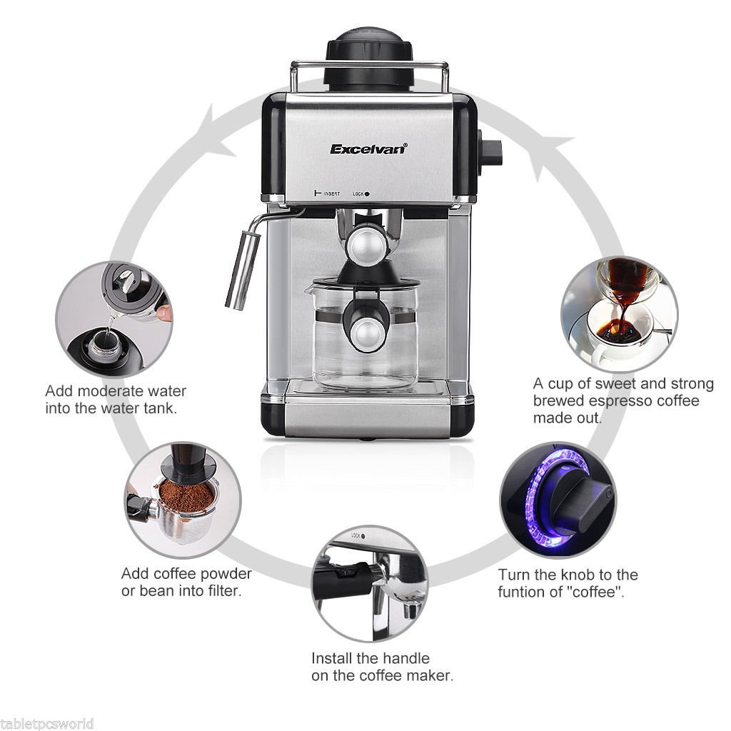 Gracelove Pro Espresso Machine 4Cup Steam Latte Cappuccino Coffee Maker