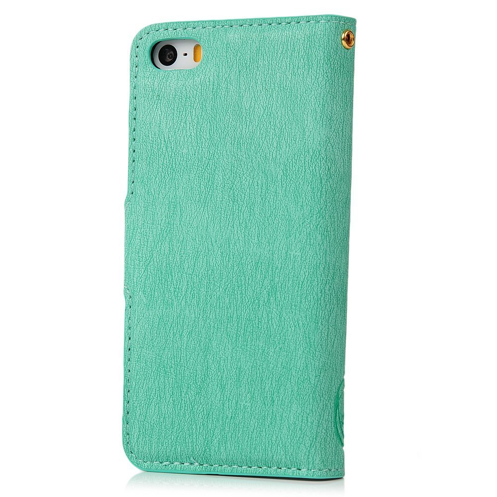IPhone SE Case,iPhone 5S Case,iPhone 5 Case Flip Wallet Case Stand Vintage Embossed Flowers PU