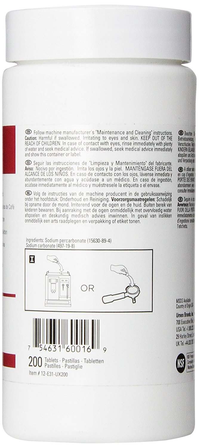 Urnex Cafiza Professional Espresso Machine Cleaning Tablets, 200 Count
