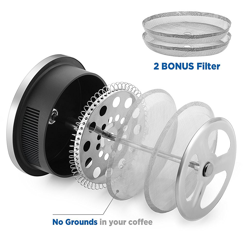 Ecooe Borosilicate Glass Stainless Steel French Press Coffee Maker with