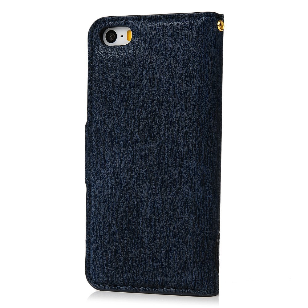 IPhone SE Case,iPhone 5S Case,iPhone 5 Case Flip Wallet Case Stand Vintage Embossed Flowers PU