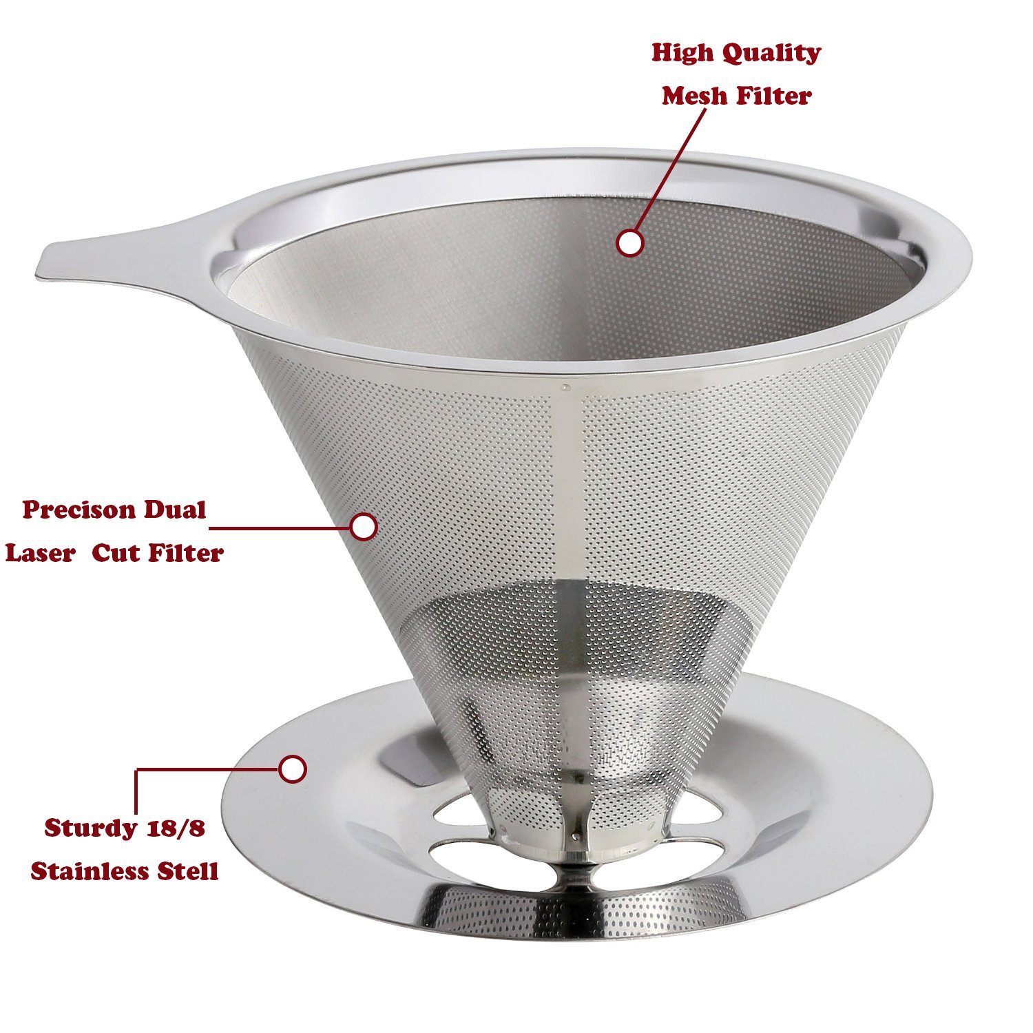 Pour Over Coffee Filter Paperless STYDDI Stainless Steel Reusable