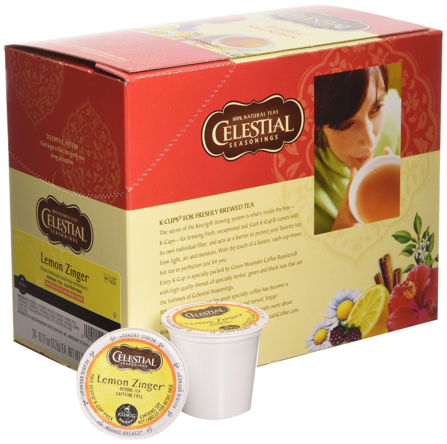 Celestial Seasonings Lemon Zinger Herbal Tea, KCup Portion Pack for
