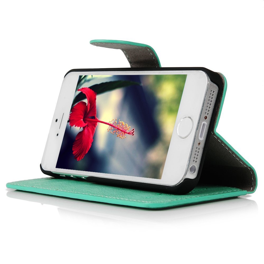 IPhone SE Case,iPhone 5S Case,iPhone 5 Case Flip Wallet Case Stand Vintage Embossed Flowers PU