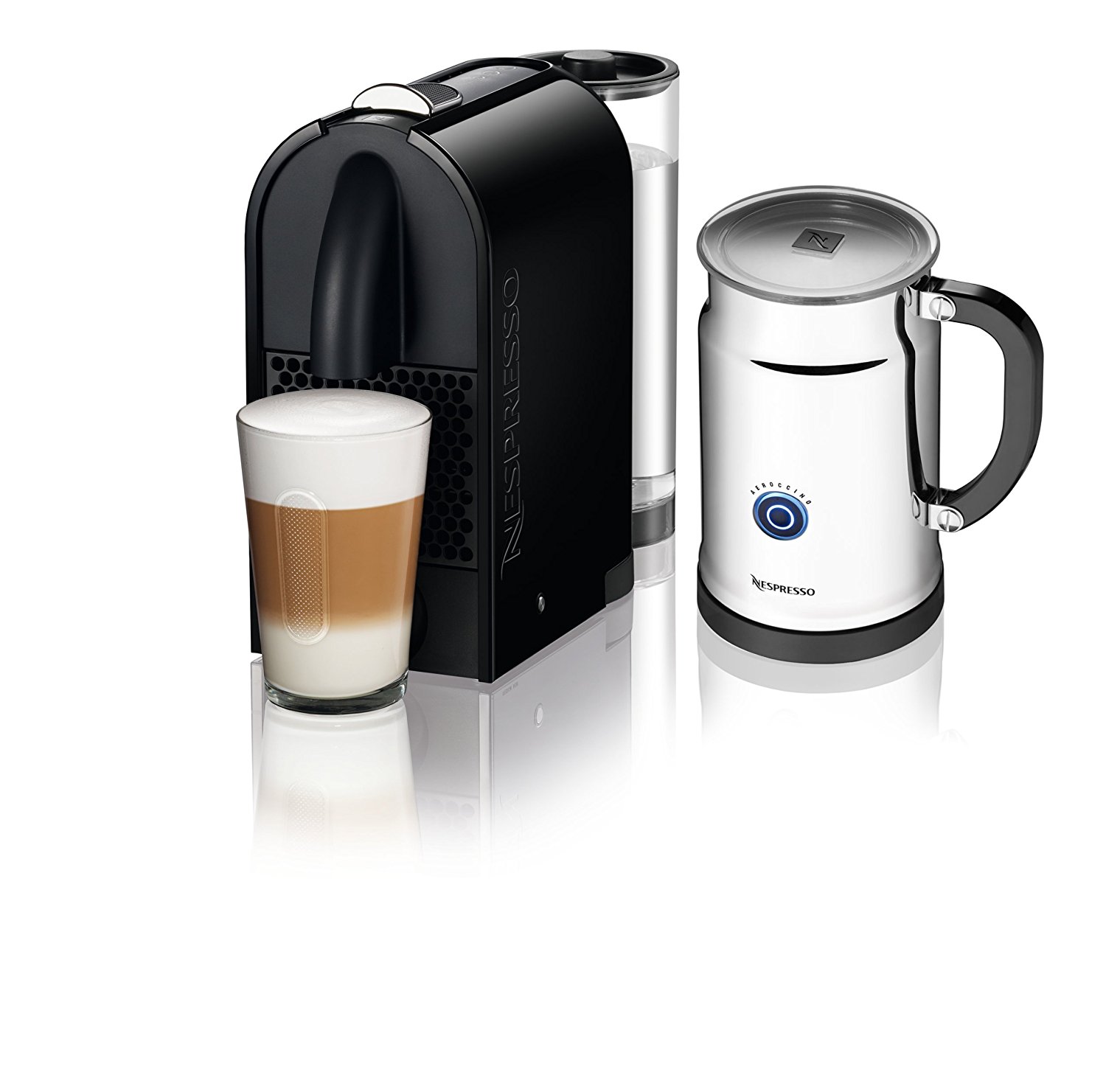 Nespresso U D50 Espresso Maker with Aeroccino Milk Frother, Pure Black