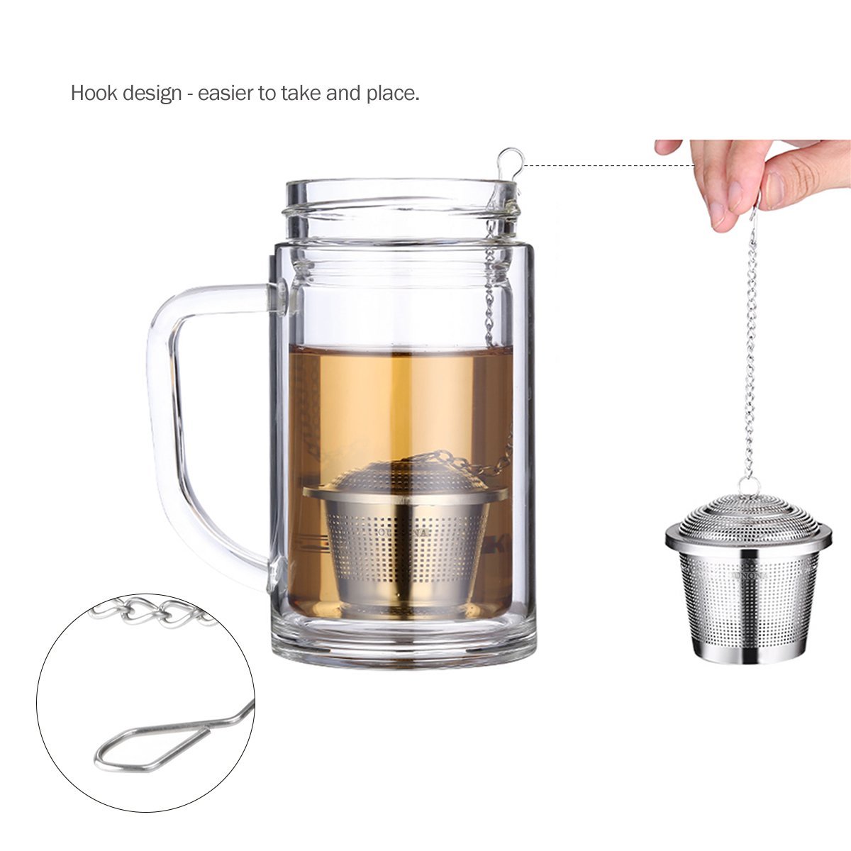 OUNONA Tea Strainer Loose Tea Infuser 304 Stainless Steel Tea Steeper
