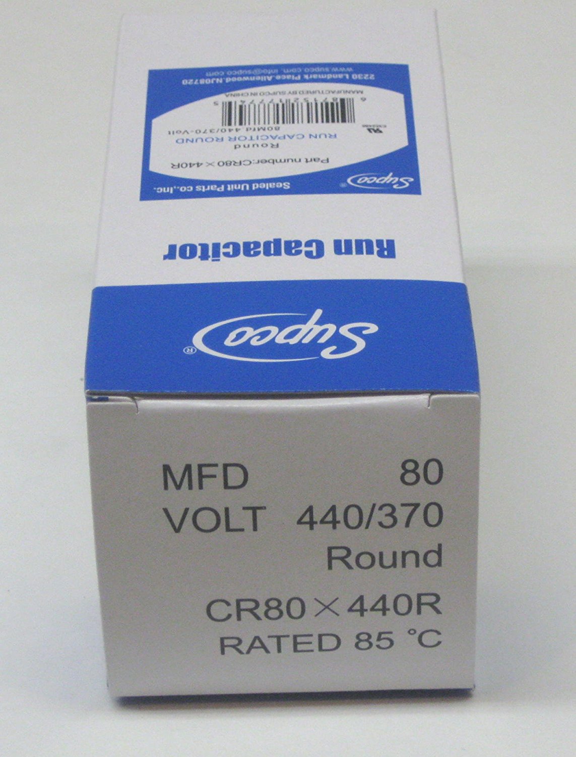 SUPCO CR80X440R HVAC Round Fan Motor Run Capacitor 80 MFD/UF 440 Volts