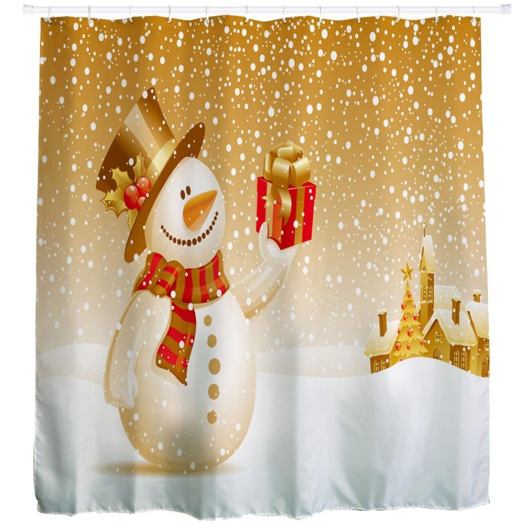 AutumnFall Winter Holiday Snowman Christmas Fabric Shower Curtain