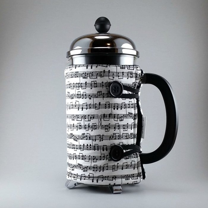 Music Themed, French Press Cozy, 8 cup Cover, Insulated Cafetiere Cosy
