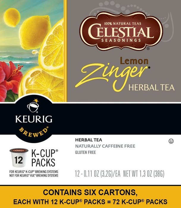 Celestial Seasonings Lemon Zinger Herbal Tea, KCup Portion Pack for
