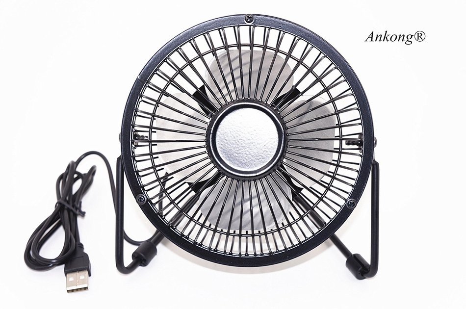 Ankong®Mini USB Table Desk Personal Fan (Metal Design, Quiet Operation
