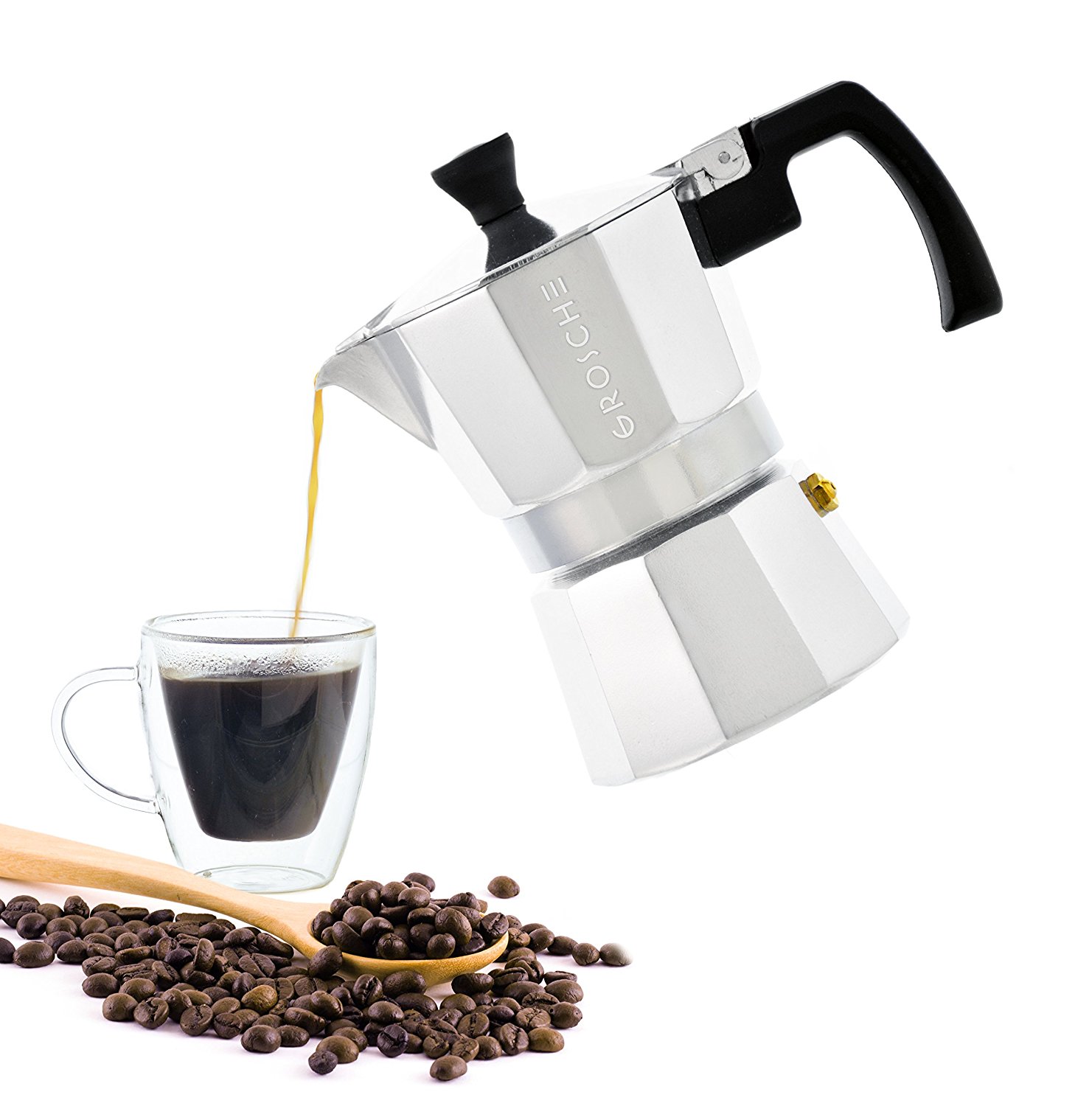 GROSCHE Milano Moka Stovetop Espresso Coffee Maker with Italian Safety