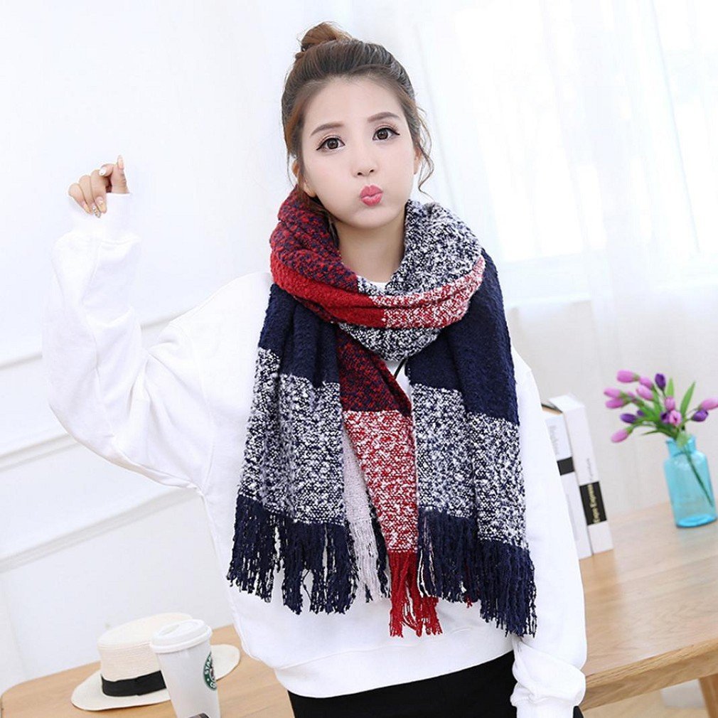 Warm Winter Women Long Scarf Large Shawl Plaid Scarf