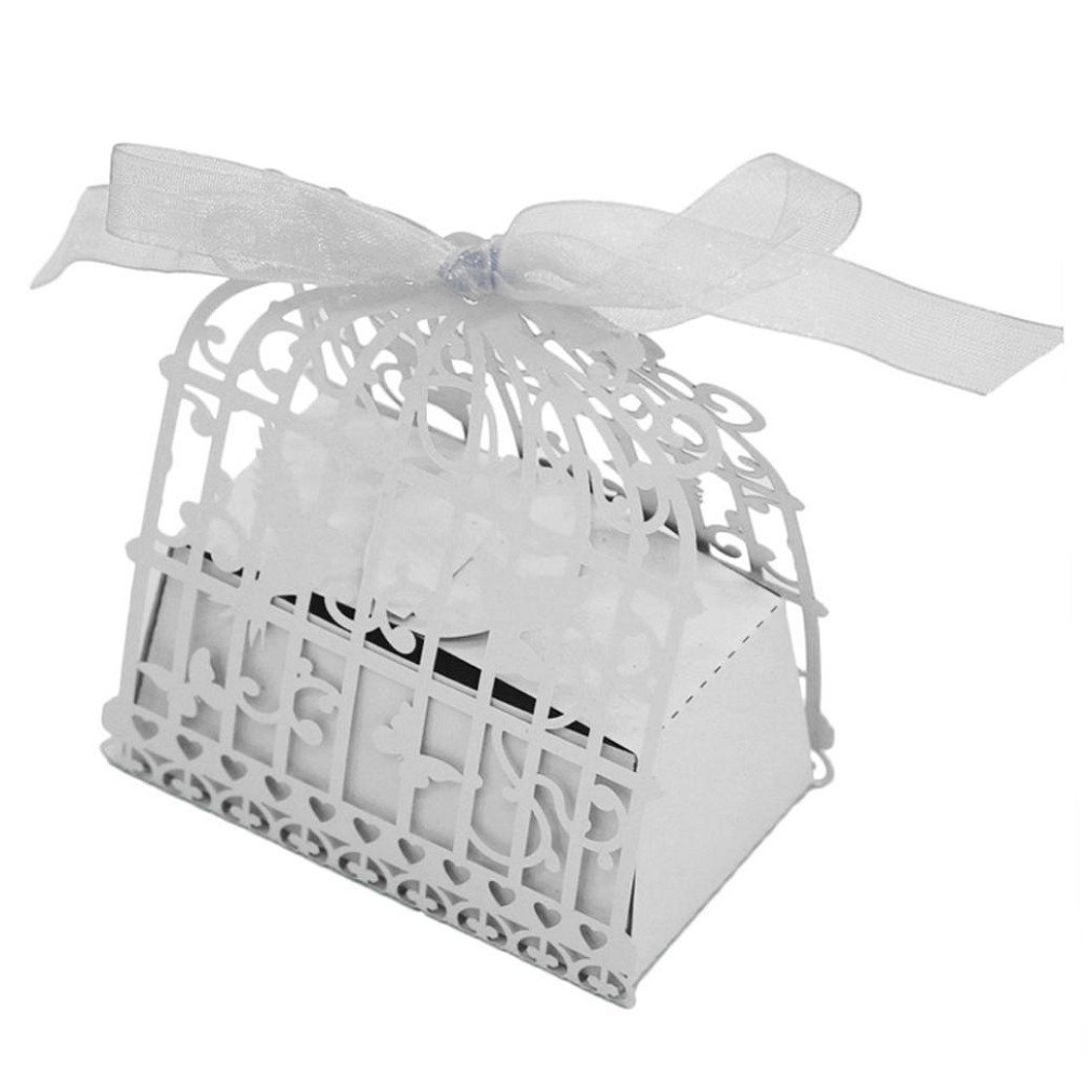 50PC Candy Birdcage Flowers Laser Cut Favor Candy Box