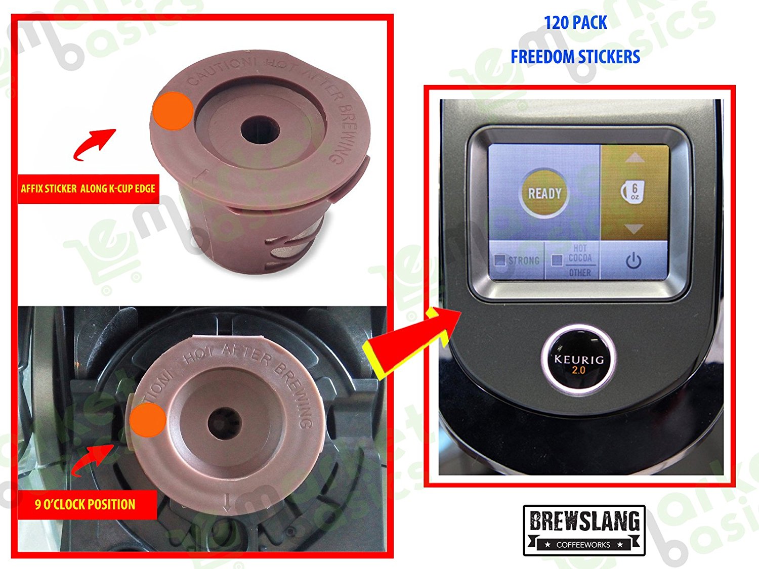 Kcup 2.0 Freedom Stickers for Keurig 2.0 Single Brewers 120 Pack by