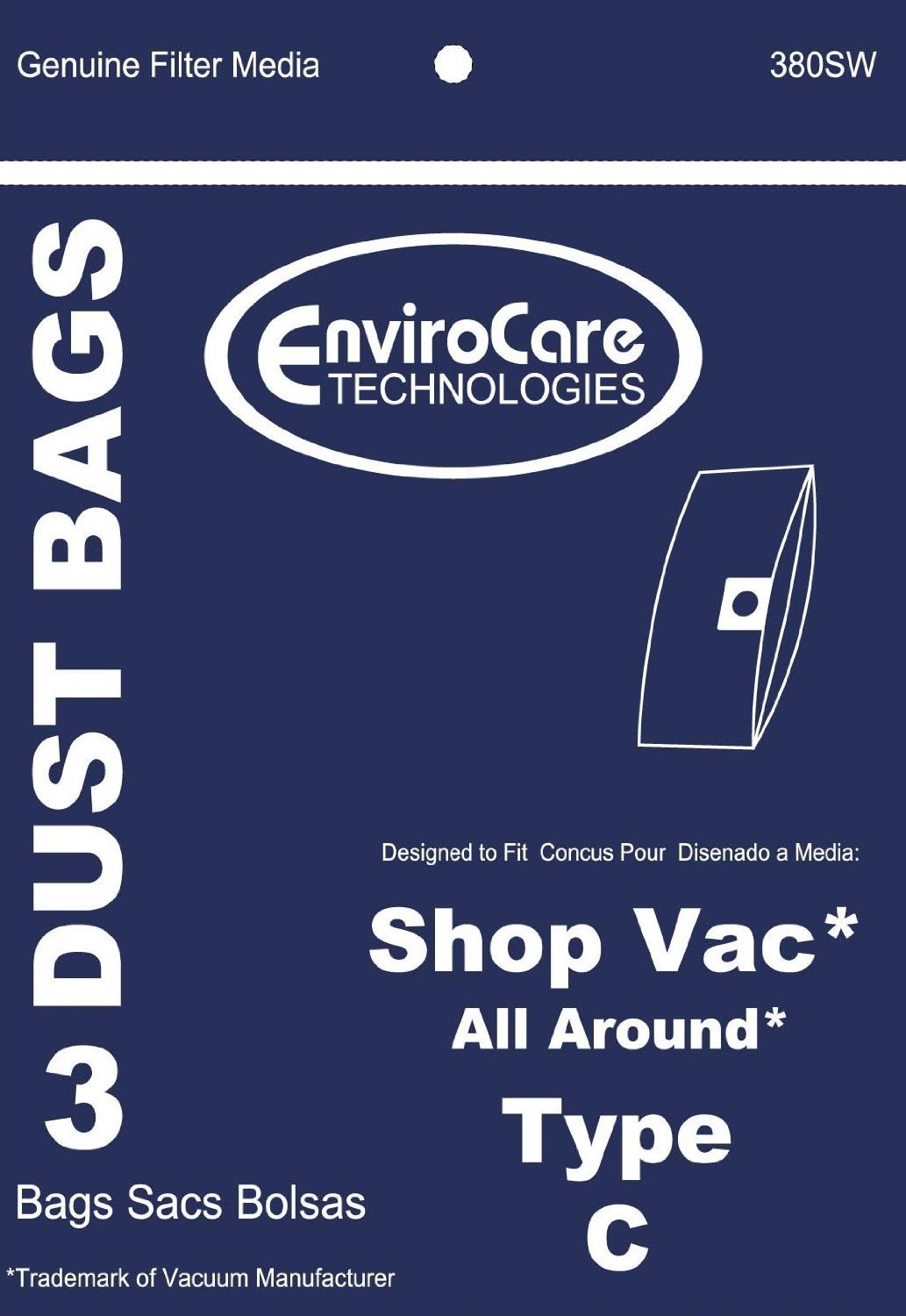 Shop Vac All Around Type C Vacuum Bags 3 Pack, 3 Gallon Bags free image