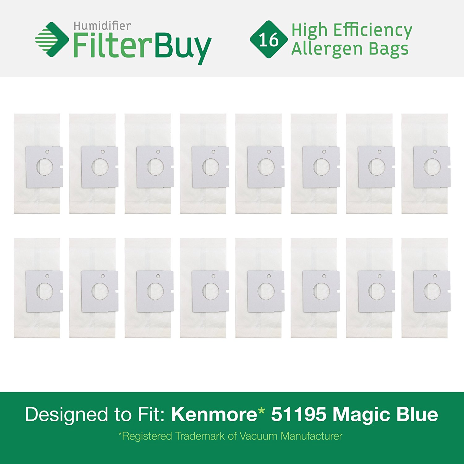 16 Kenmore 51195 Magic Blue Canister Micro Allergen Vacuum Bags