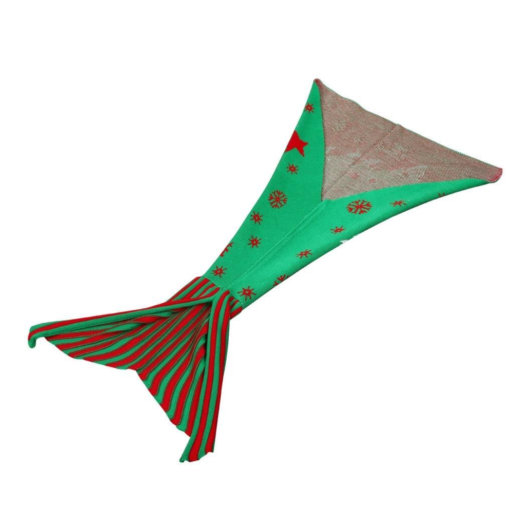 PHOTNO Mermaid Tail Blanket Handmade Crochet Adult Bed Wrap Sleeping