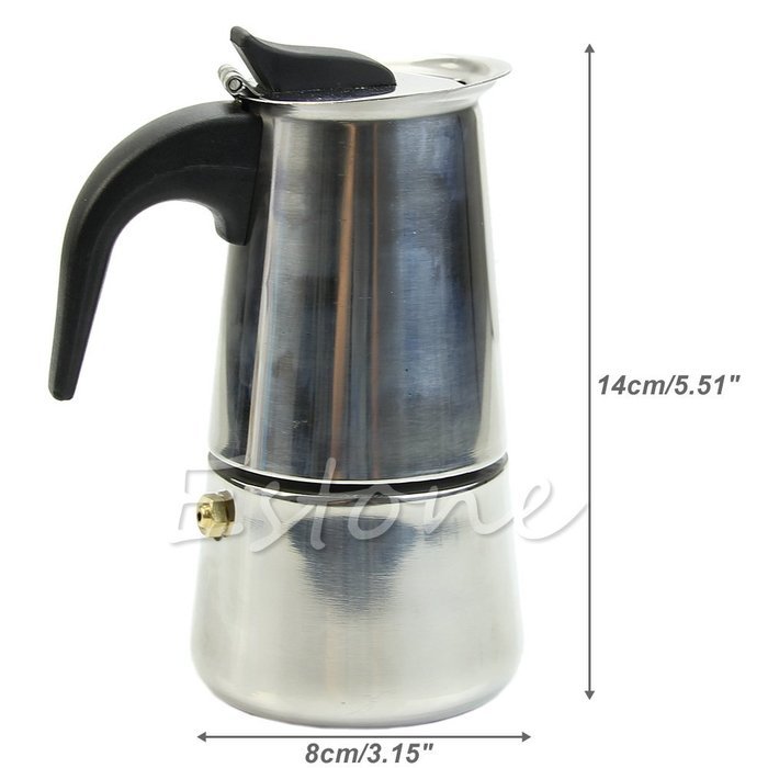 Hunulu Stainless Steel 2Cup Latte Moka Espresso Pot Top Percolator
