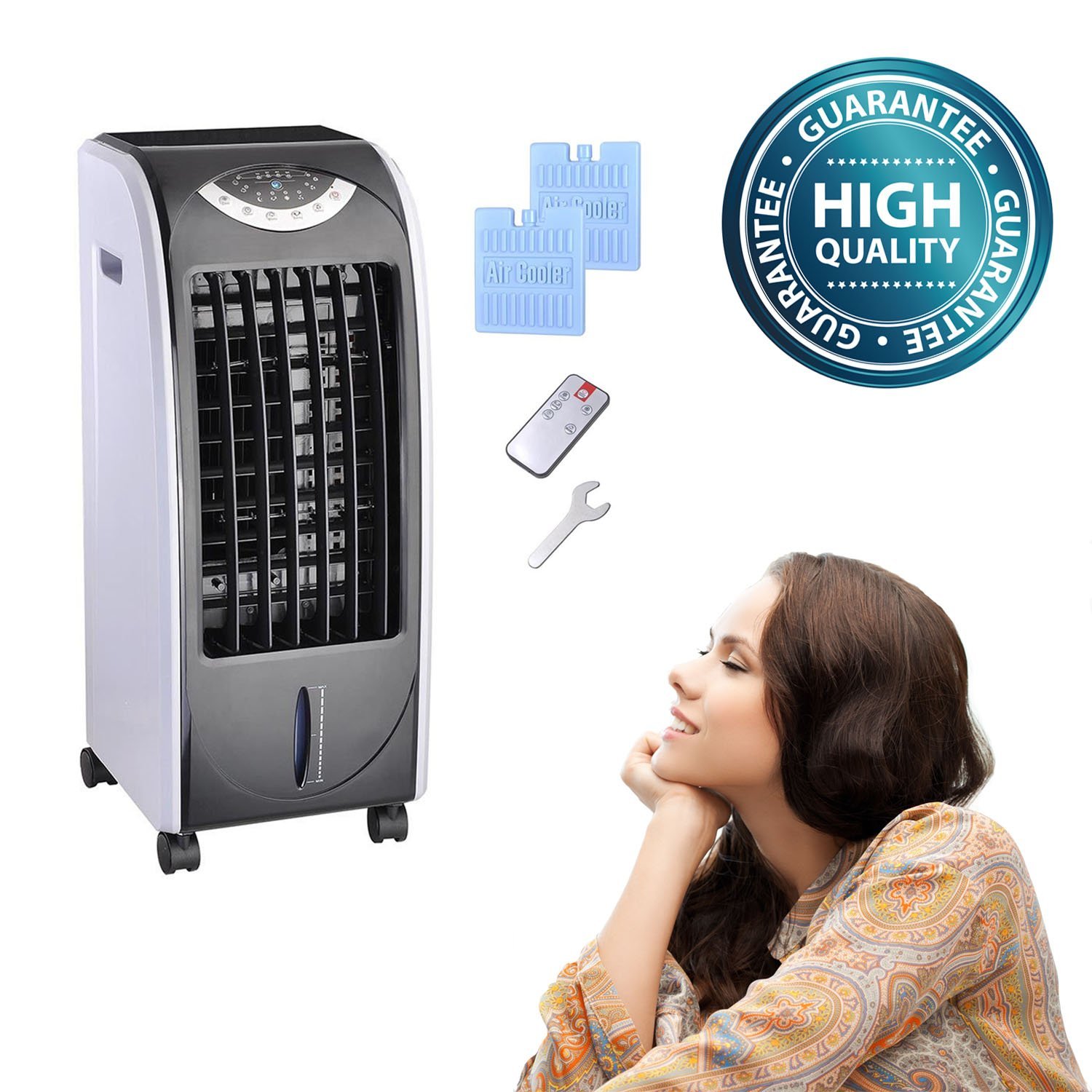 Koval Inc. 65w Portable Remote Control Evaporative Air Cooler Fan Humidifier w 6L Tank (65 W