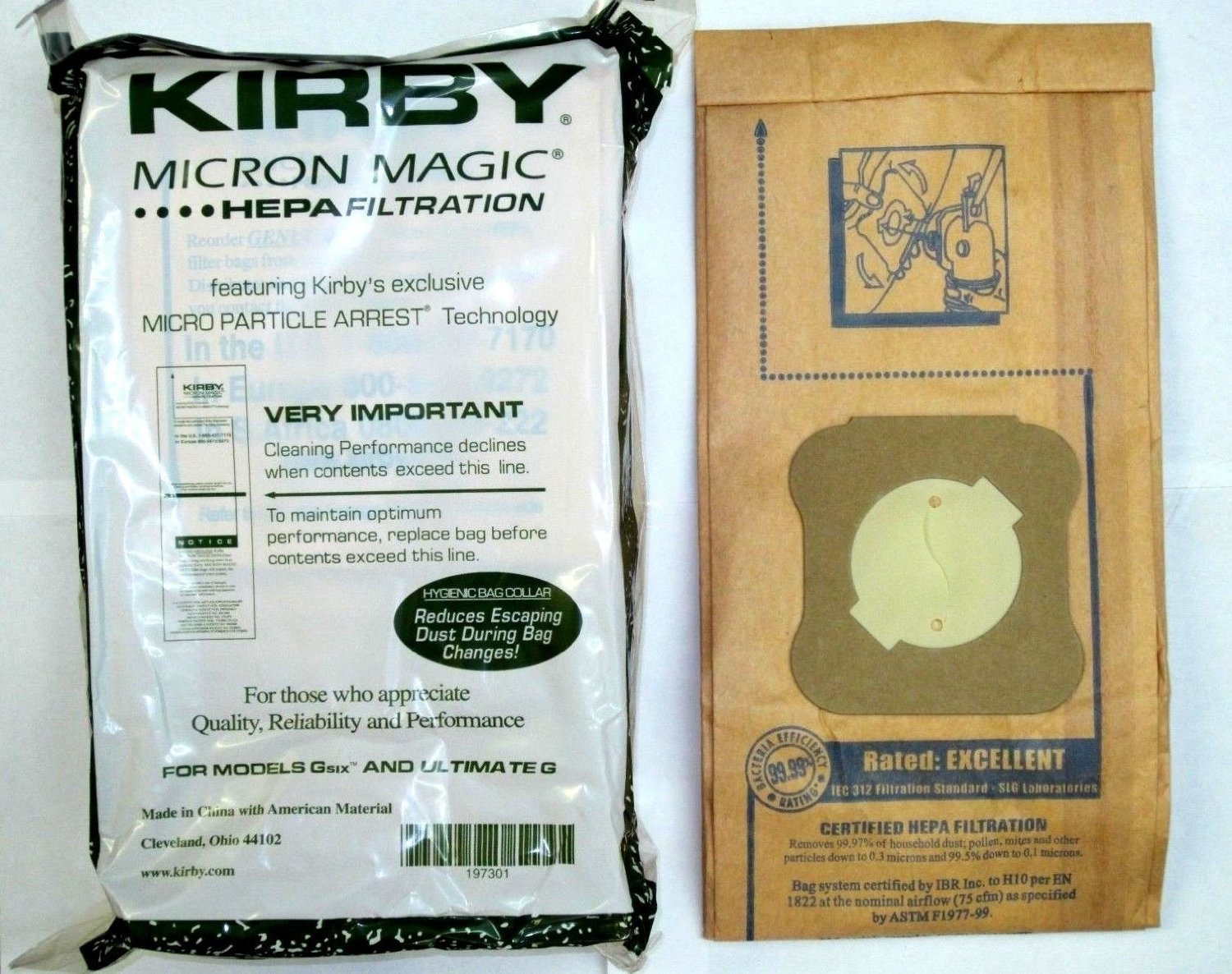 Kirby Part197301 Genuine Kirby HEPA Filtration Vacuum Bags Model G6 and Ultimate G (9 Bags