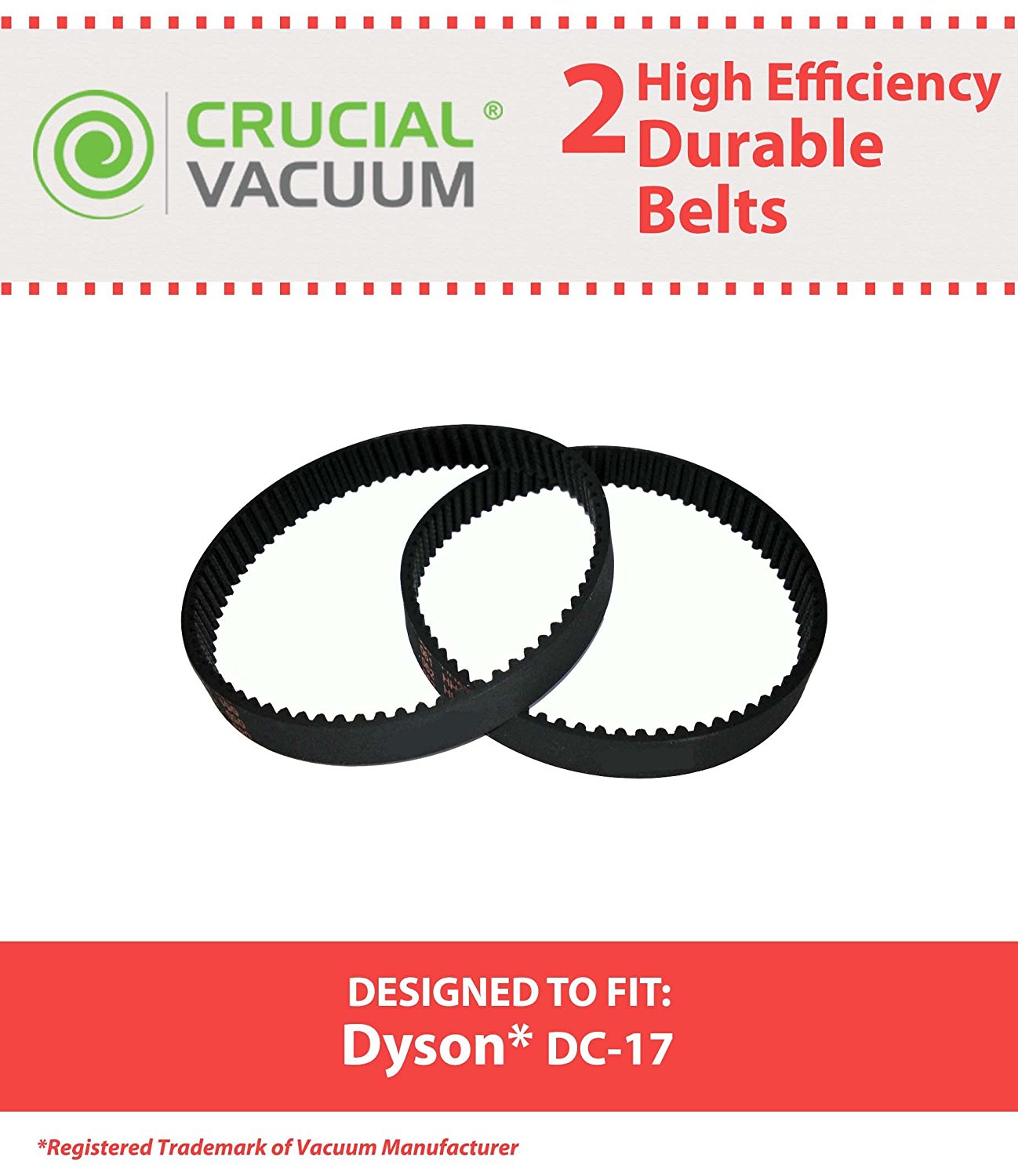2 Dyson DC17 Geared Long Life Belts (10MM), Compare to Dyson DC17 Part